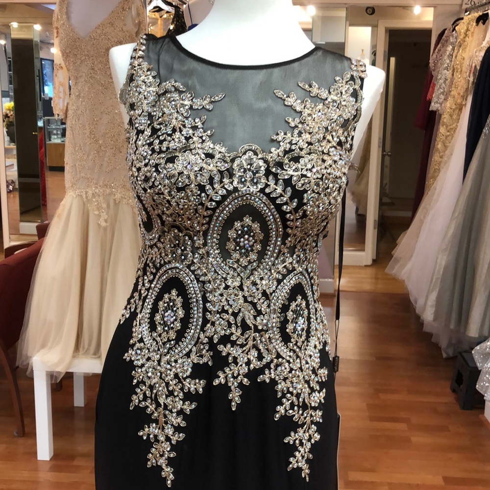 Black prom dress with rhinestones - Picture 2 of 8